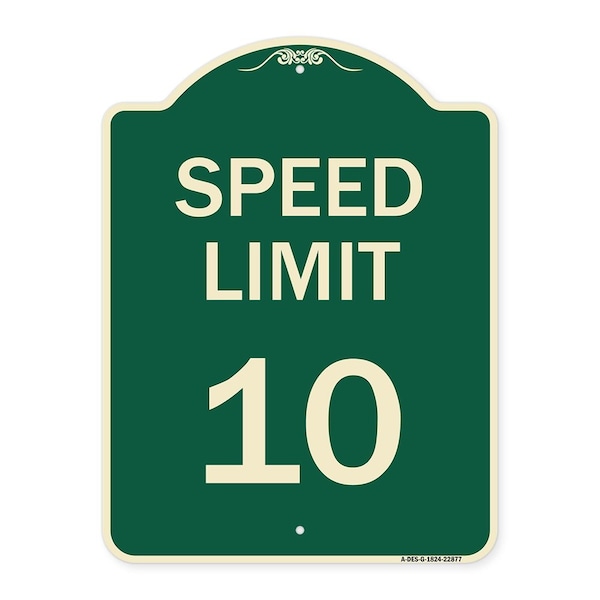 Speed Reduction Speed Limit 10 Mph Heavy-Gauge Aluminum Architectural Sign, 24" x 18", G-1824-22877